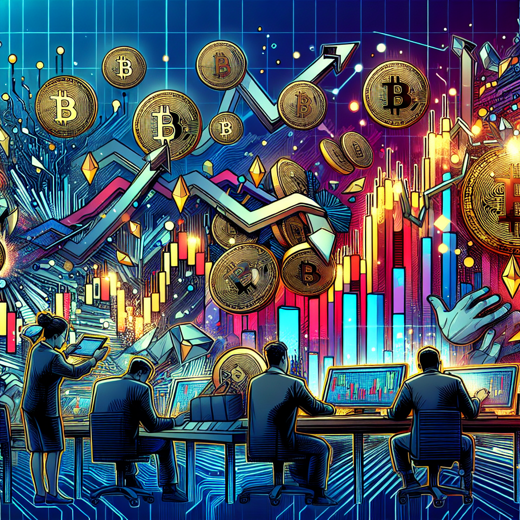 A vibrant illustration depicting contrasting scalping techniques in cryptocurrency trading, featuring large and small accounts, with dynamic visuals of charts, coins, and energetic colors.