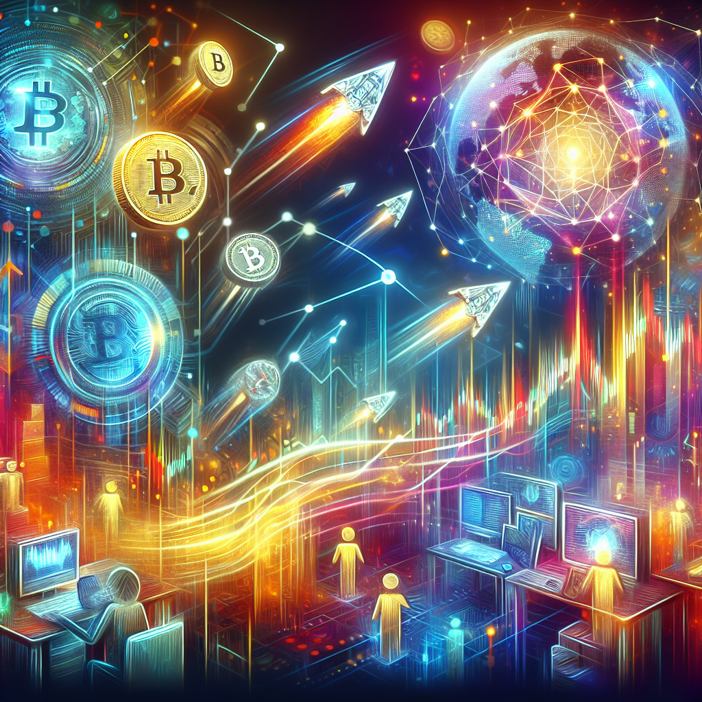 A vibrant illustration depicting a cryptocurrency market environment, showcasing tactics for scalpers with elements of liquidity and slippage.