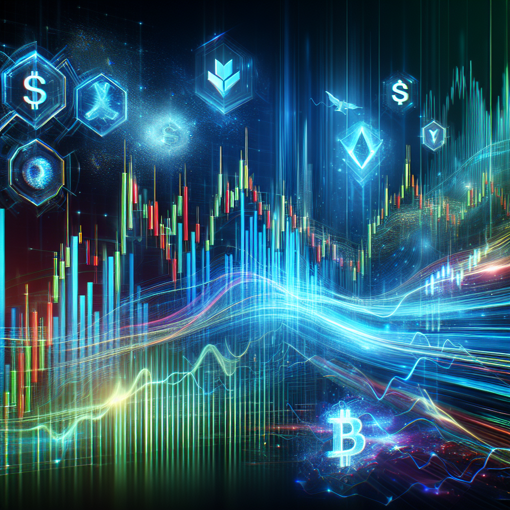 An abstract illustration showcasing the concepts of liquidity and slippage in cryptocurrency trading, featuring dynamic visuals of fluctuating graphs, vibrant colors, and high-speed market activity.